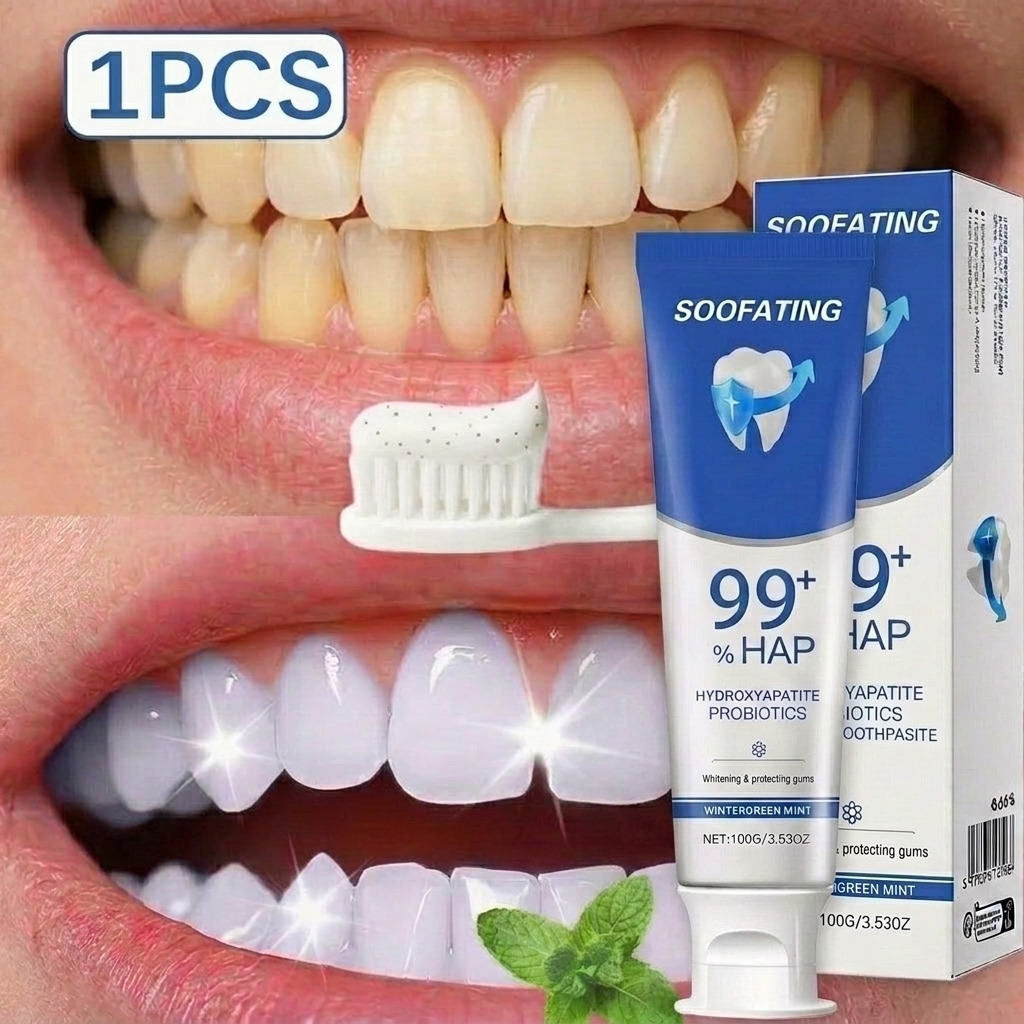 Teeth Whitening Treatment - SOOFATING Hydroxyapatite Toothpaste with Probiotics –