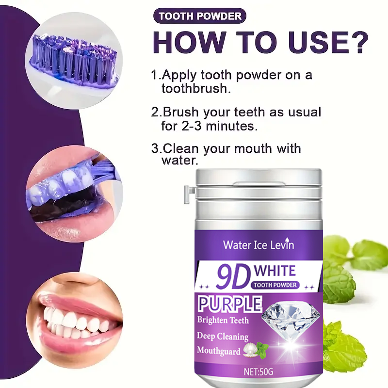 9D White Purple Toothpowder. B - Teeth Whitening Quotes reseña y precio